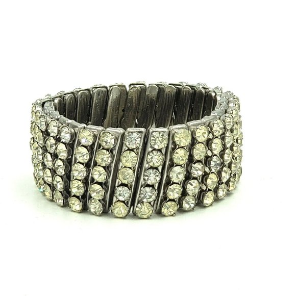 Vintage 5 Row Rhinestone Expansion Bracelet - Picture 8 of 12